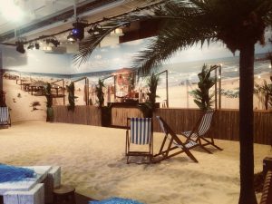beach scene image on canvas backdrop